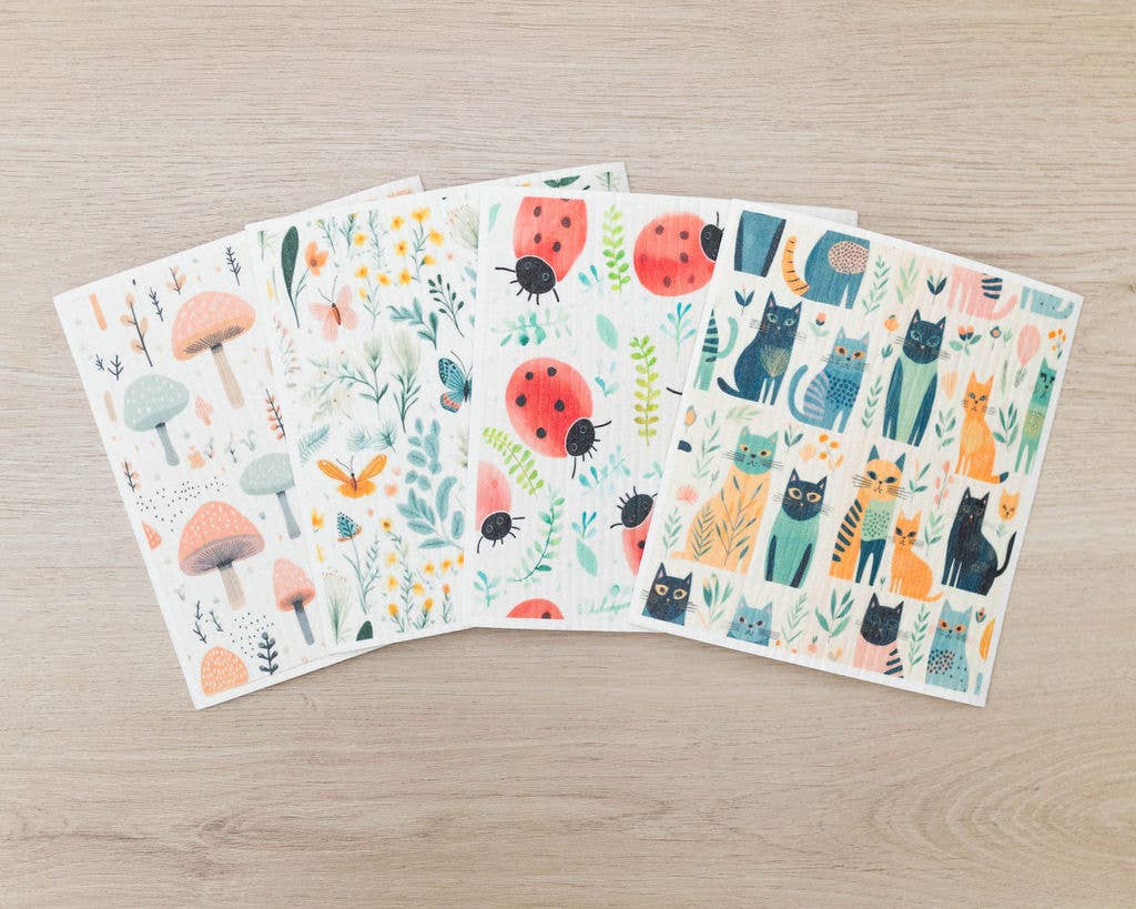 SC001 - 4 Pk Sponge Cloths - In the Garden