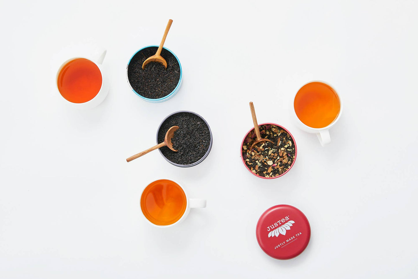 JusTea - Black Tea Trio Tin & Spoon - Organic, Fair-Trade Tea Gift