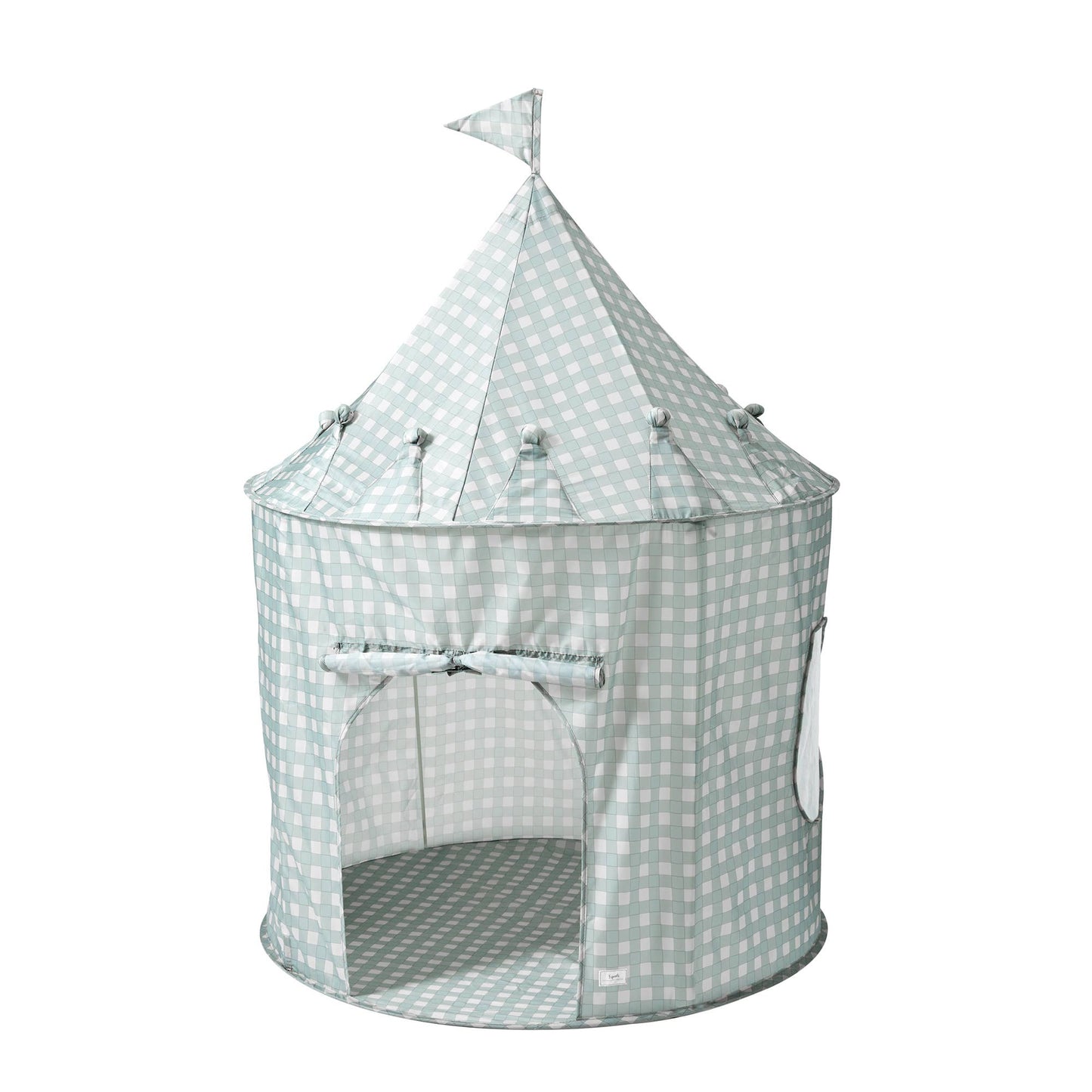 Recycled Fabric Play Tent Castle - Prints: Gingham Blue