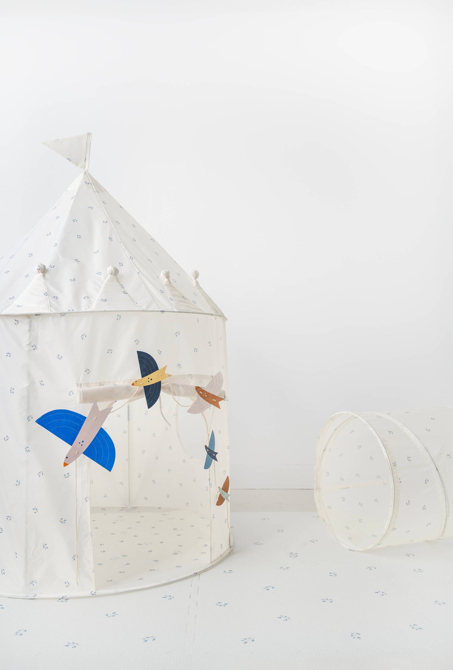 Recycled Fabric Play Tent Castle - Prints: Gingham Blue