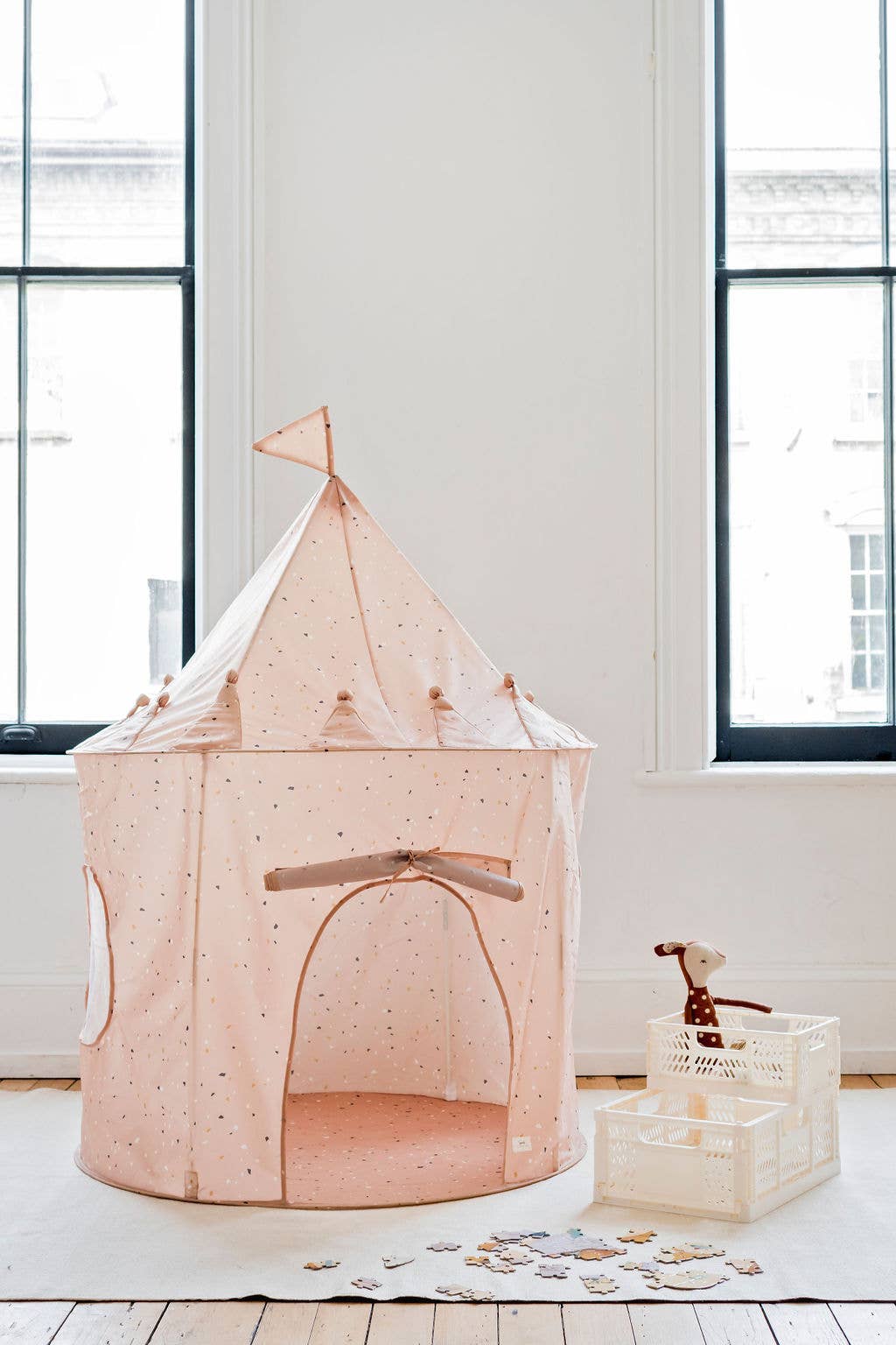 Recycled Fabric Play Tent Castle - Prints: Gingham Blue