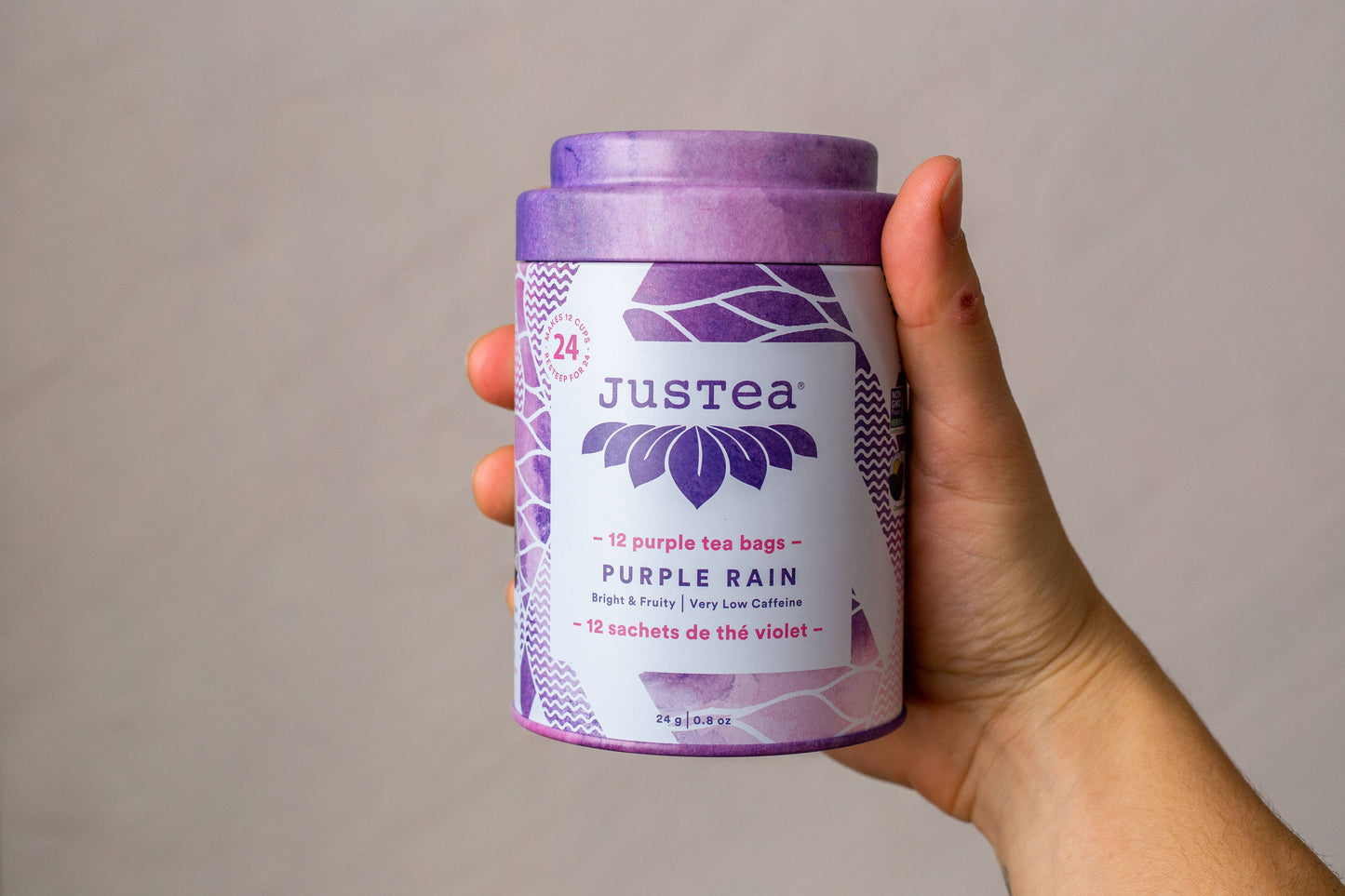 JusTea - Purple Rain Tea Bag Tin - Organic, Fair-Trade, Purple Tea