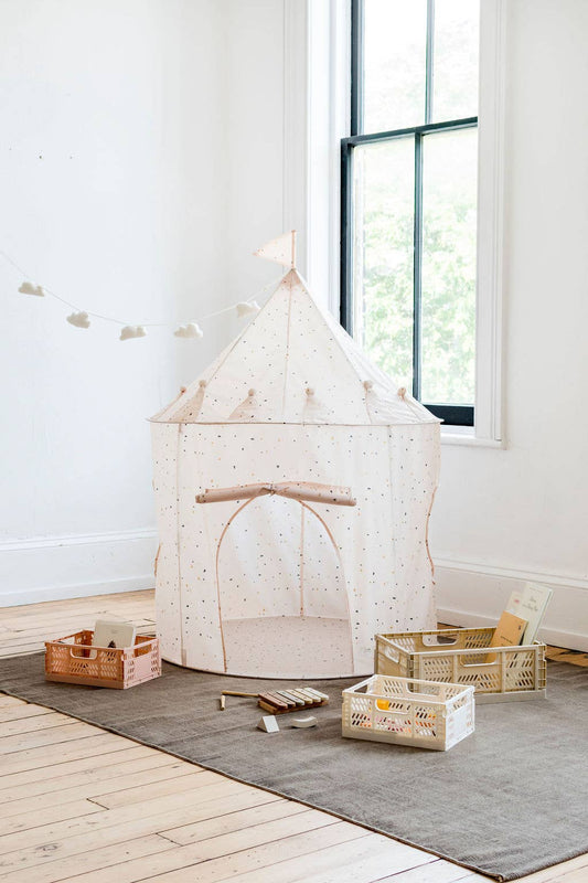 Recycled Fabric Play Tent Castle - Prints: Gingham Blue