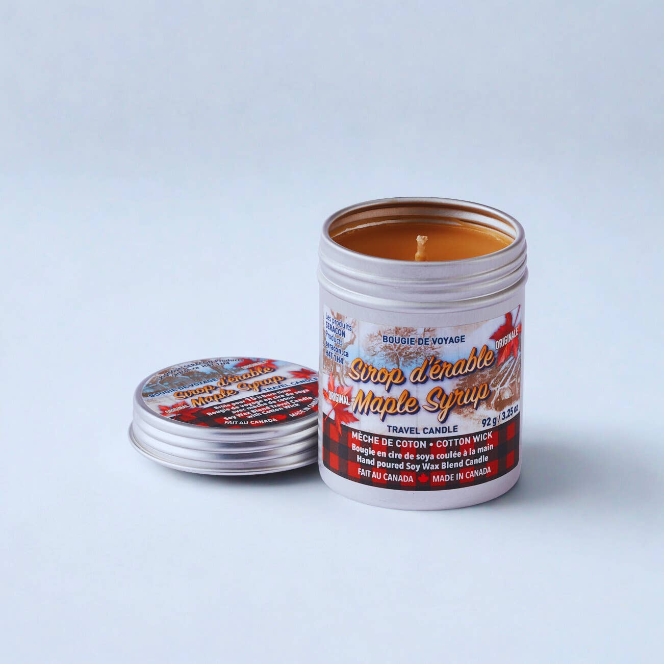 Seracon - Maple Syrup Candle in Mini Travel Tin : Black / Cotton Wick