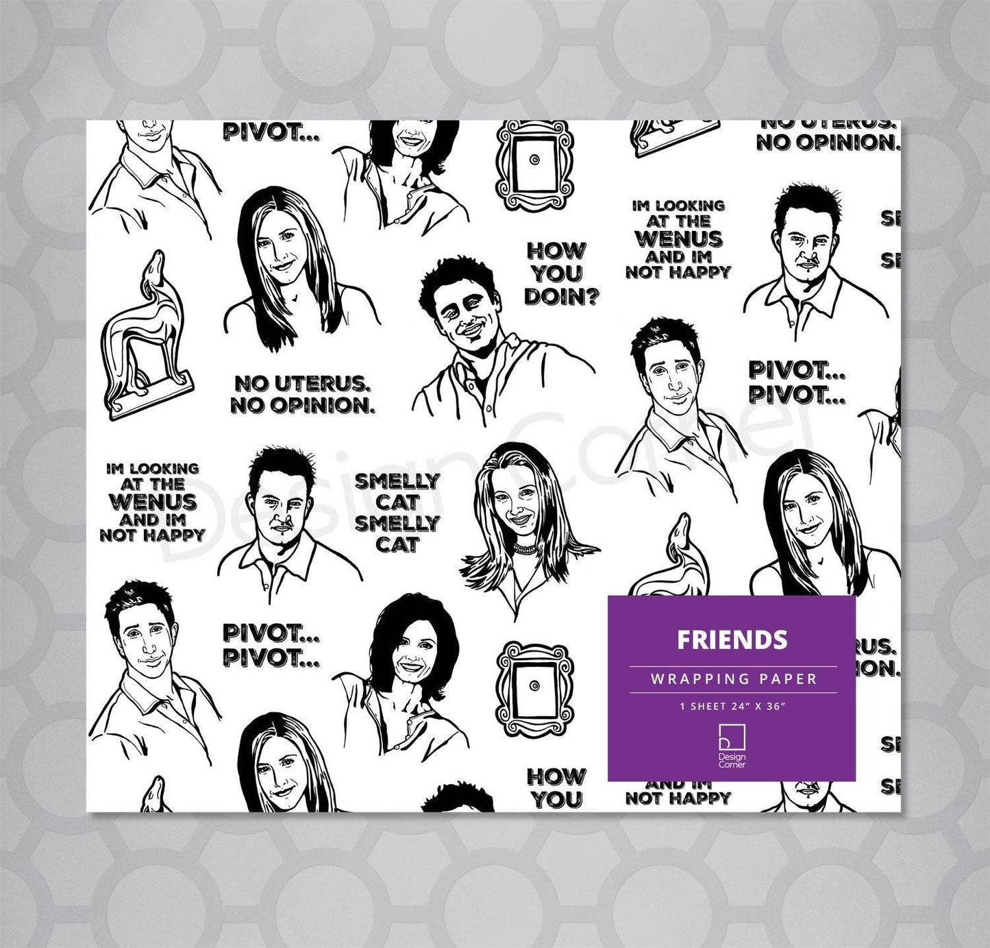 Friends Gift Wrap 24"x36" Sheet
