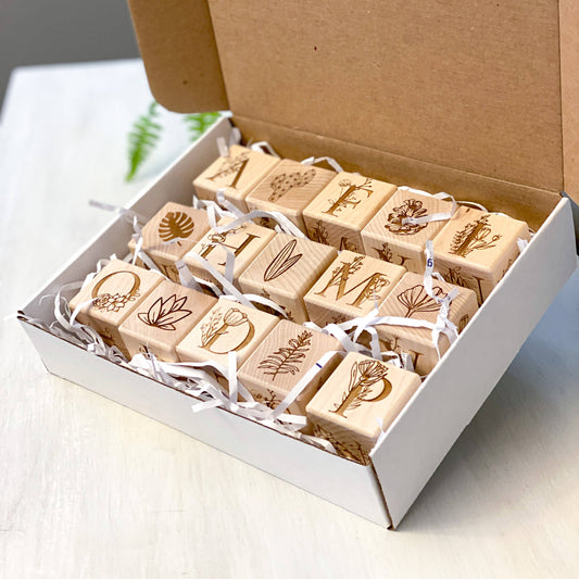 Floral Collection - Set of 15 Alphabet Blocks