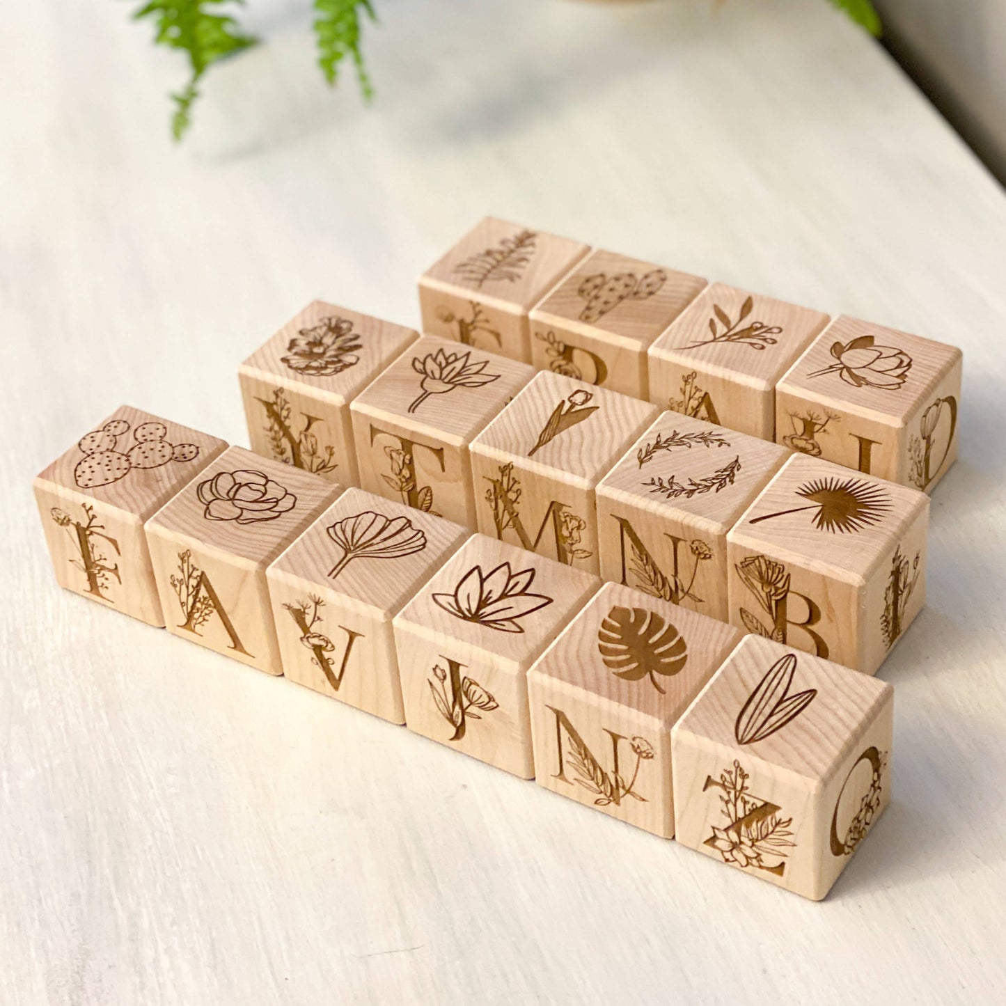 Floral Collection - Set of 15 Alphabet Blocks