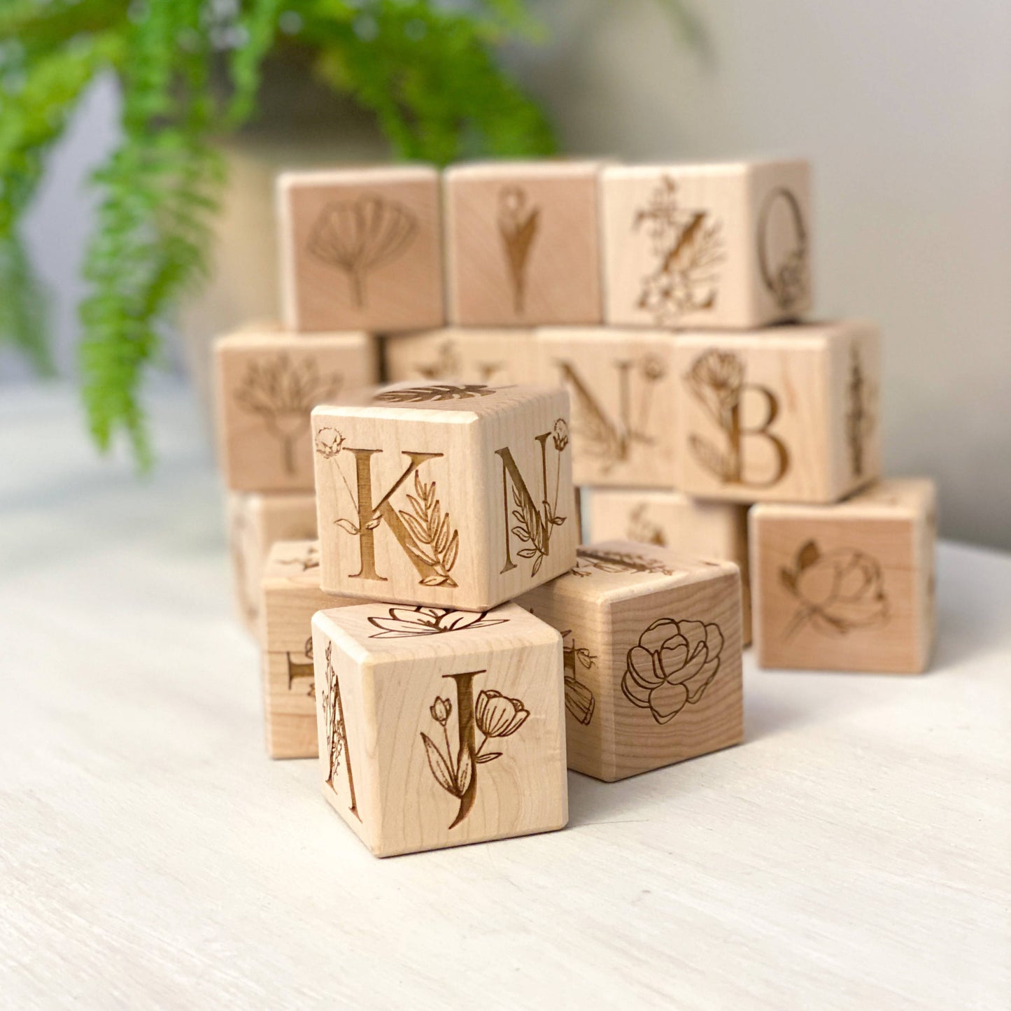 Floral Collection - Set of 15 Alphabet Blocks