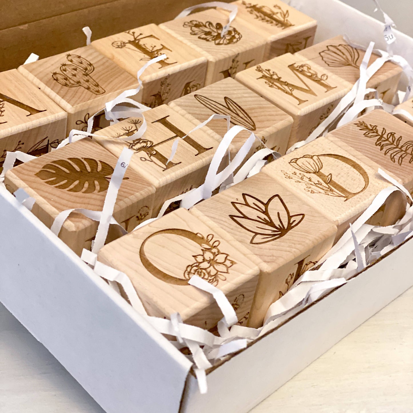 Floral Collection - Set of 15 Alphabet Blocks