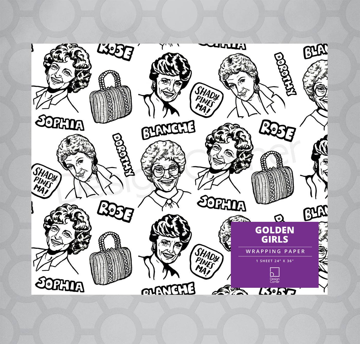 Golden Girls Gift Wrap 24"x36" Sheet