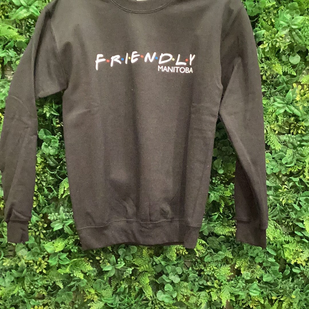 Friendly Manitoba Black Crewneck