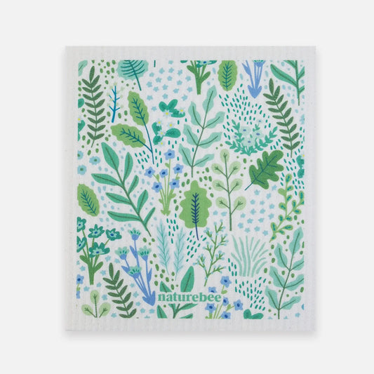 Green Florial - Swedish Dishcloths