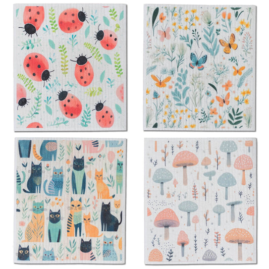 SC001 - 4 Pk Sponge Cloths - In the Garden
