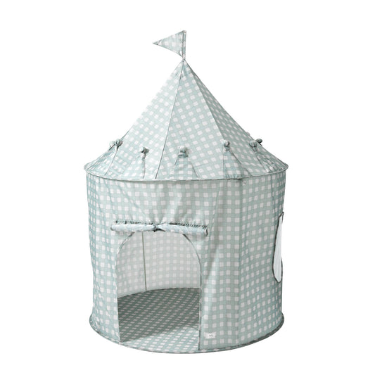 Recycled Fabric Play Tent Castle - Prints: Gingham Blue