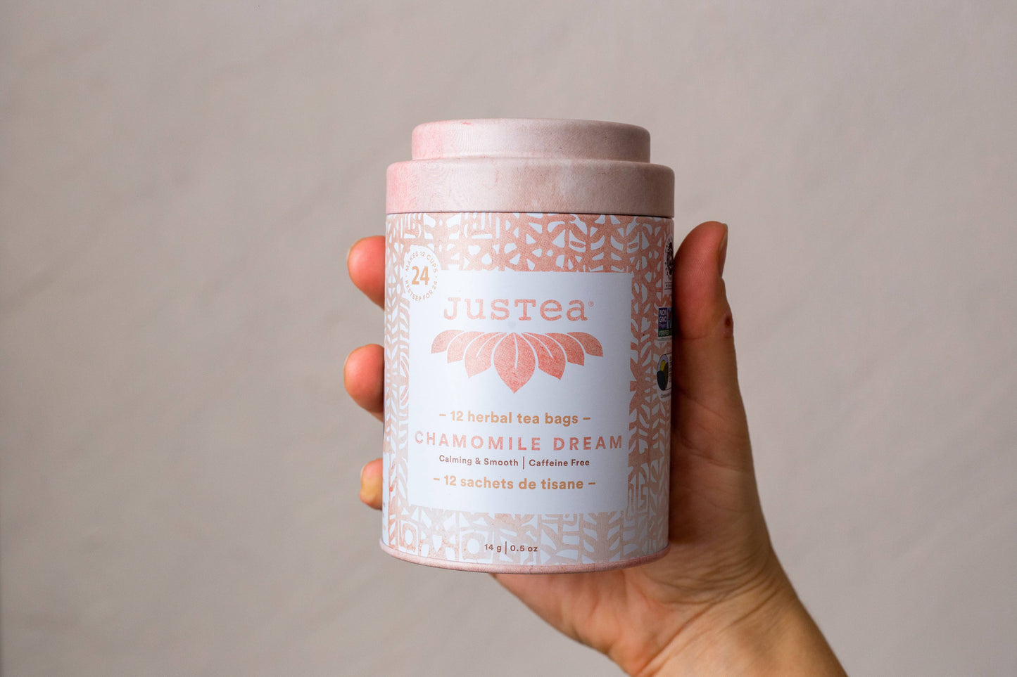 JusTea - Chamomile Dream Tea Bag Tin - Fair-Trade, Calming Herbal Tea
