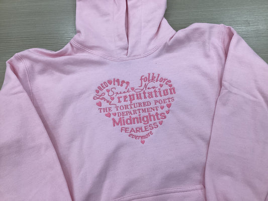 Taylor Albums Pink Kids Hoodie