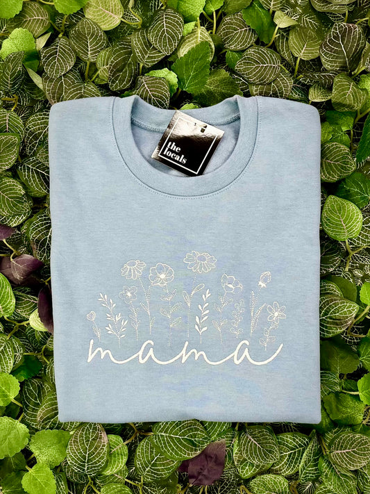 Mama Floral Blue Crewneck