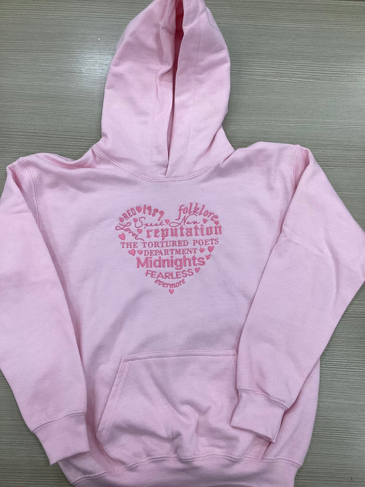 Taylor Albums Pink Kids Hoodie