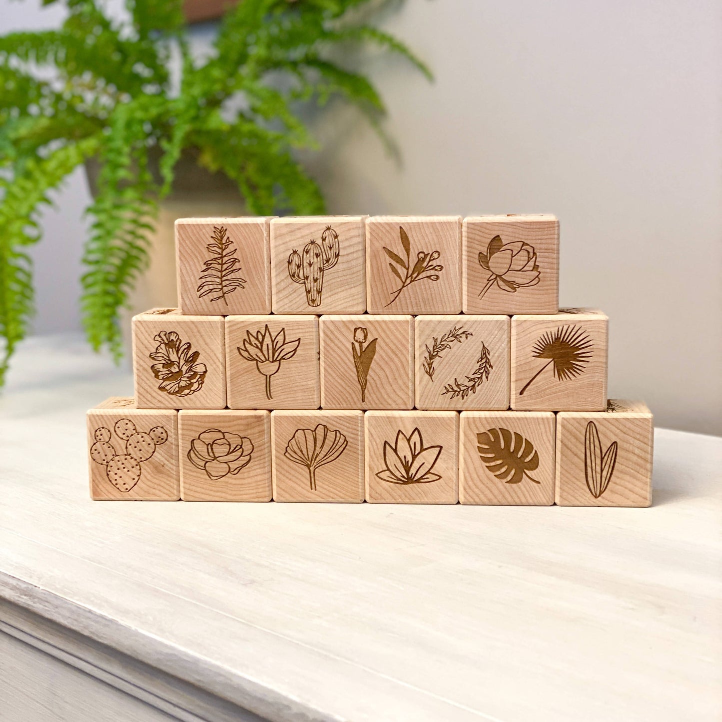 Floral Collection - Set of 15 Alphabet Blocks