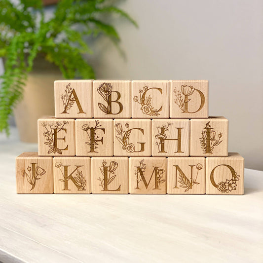 Floral Collection - Set of 15 Alphabet Blocks